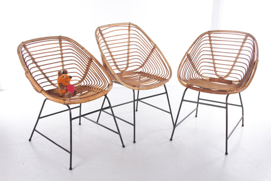 Vintage Bamboe Design stoel jaren60 Dirk van Sliedrecht Style,Set van 3 sfeerfoto