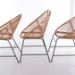 Vintage Bamboe Design stoel jaren60 Dirk van Sliedrecht Style,Set van 3 zijkant
