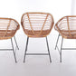 Vintage Bamboe Design stoel jaren60 Dirk van Sliedrecht Style,Set van 3 achterkant