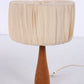 Set mooie Deense teak houten tafellampen met stoffen kap