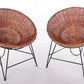 Set van twee Mathieu Matégot rieten stoelen, 1950s voorkant