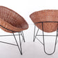 Set van twee Mathieu Matégot rieten stoelen, 1950s zijkant en achterkant