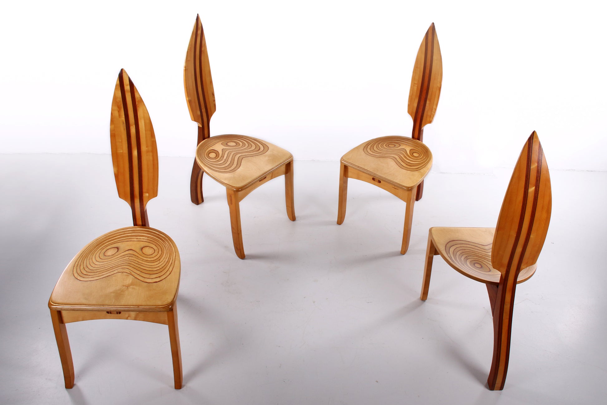  David Haig Eettafelstoelen gemaakt van beukenhout Model Vedder,70s voorkant set