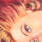 Naakt liggende vrouw gemaakt met olieverf op linnen jaren 60 detail gezicht schilderij