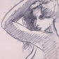 Tekening hand gemaakt naakte vrouw vrouw schets jaren60 detail gezicht tekening