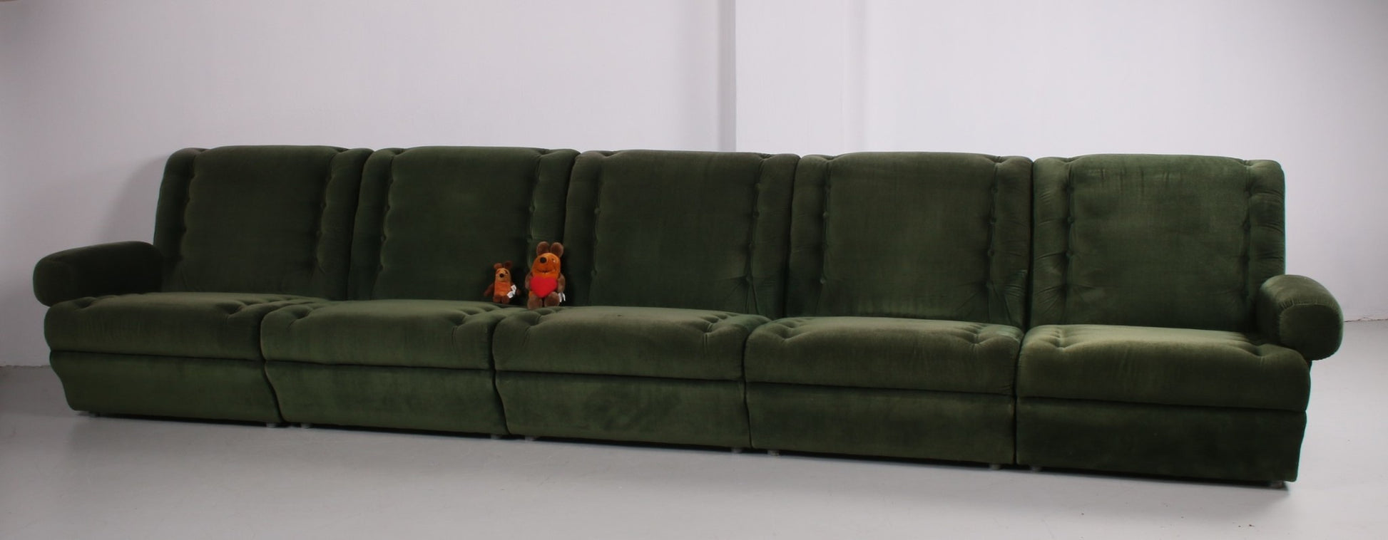 Modulaire vintage sofa uit de jaren 60s, mosgroen sfeerfoto