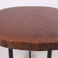 Vintage Boomstam Salontafel met metalen voet jaren60 detail tafelblad bovenaf