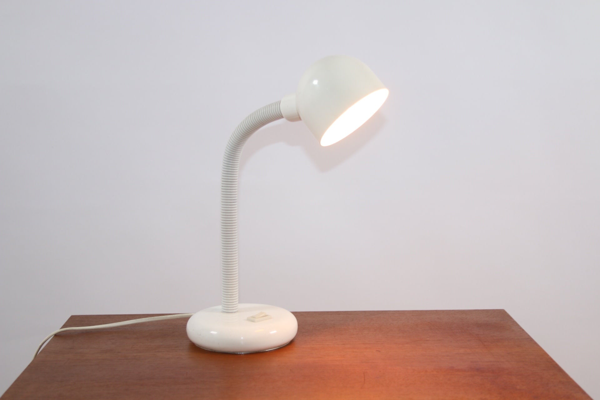 Vintage Bureaulamp met buigzame hals wit,1970