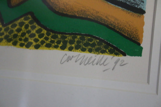Corneille - Zeefdruk, Chat retrant dans la danse 1992 detail handtekening maker
