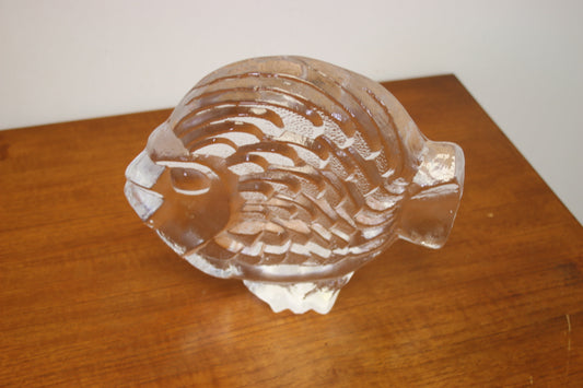 Vis gemaakt van dik geperst glas zijkant