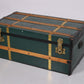 Green Vintage wooden travelling chest or blanket chest also nice as coffee table years 50s