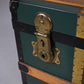 Groene Vintage houten reiskist of dekenkist ook leuk als salontafel jaren50