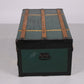 Green Vintage wooden travelling chest or blanket chest also nice as coffee table years 50s