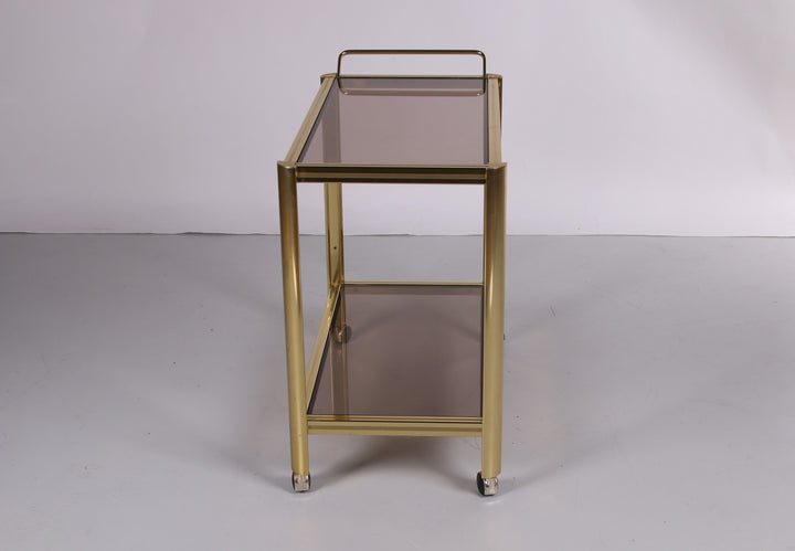 Hollywood Regency trolley met gerookt glas zijkant