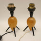 Vintage Teakhouten Tafellampjes op 3 pootjes voorkant