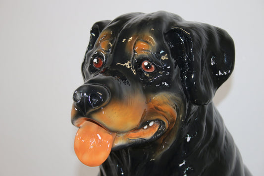 Keramieke Rottweiler Hond detail hoofd