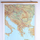 Vintage landkaart op linnen Zuid Oost Europa jaren60s voorkant
