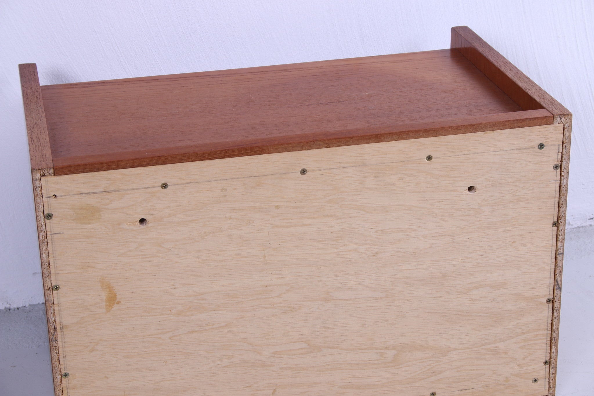 Teak houten Gang set spiegel met zwevend ladenkastje jaren60 onderkant kastje