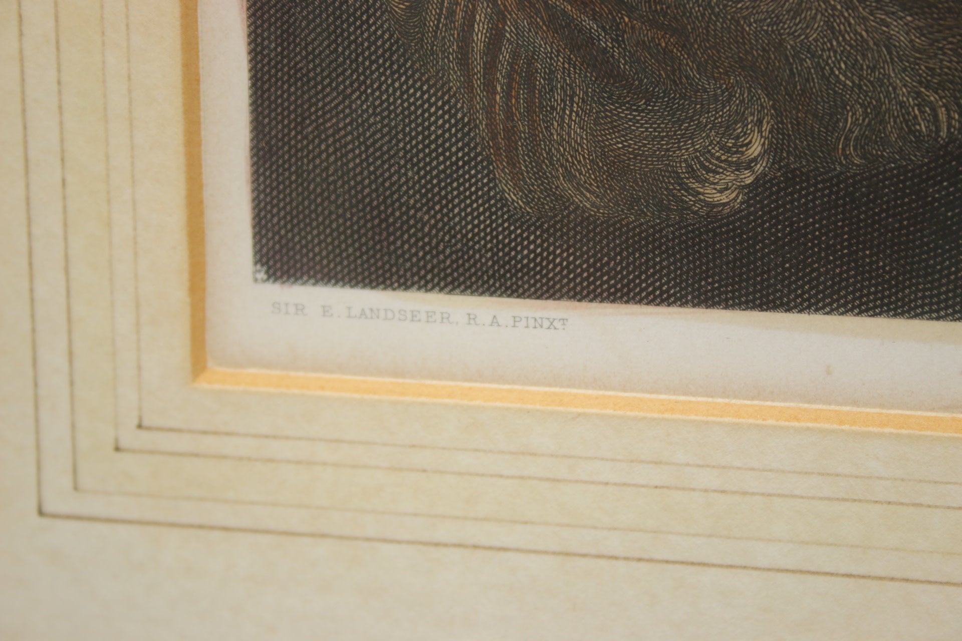 Wanddecoratie druk hond apen 1880 detail naam maker