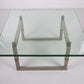 Peter Ghyczy glazen salontafel met roestvrij stalen frame Biri T29 voorkant bovenaf