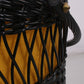 Zwart pitriet naaigarnituur mandje met deksel en mooi hengsel 60 detail riet