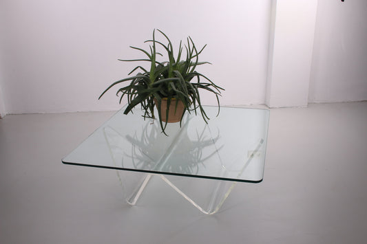 Vintage glass coffee table Combiplex from the 80s