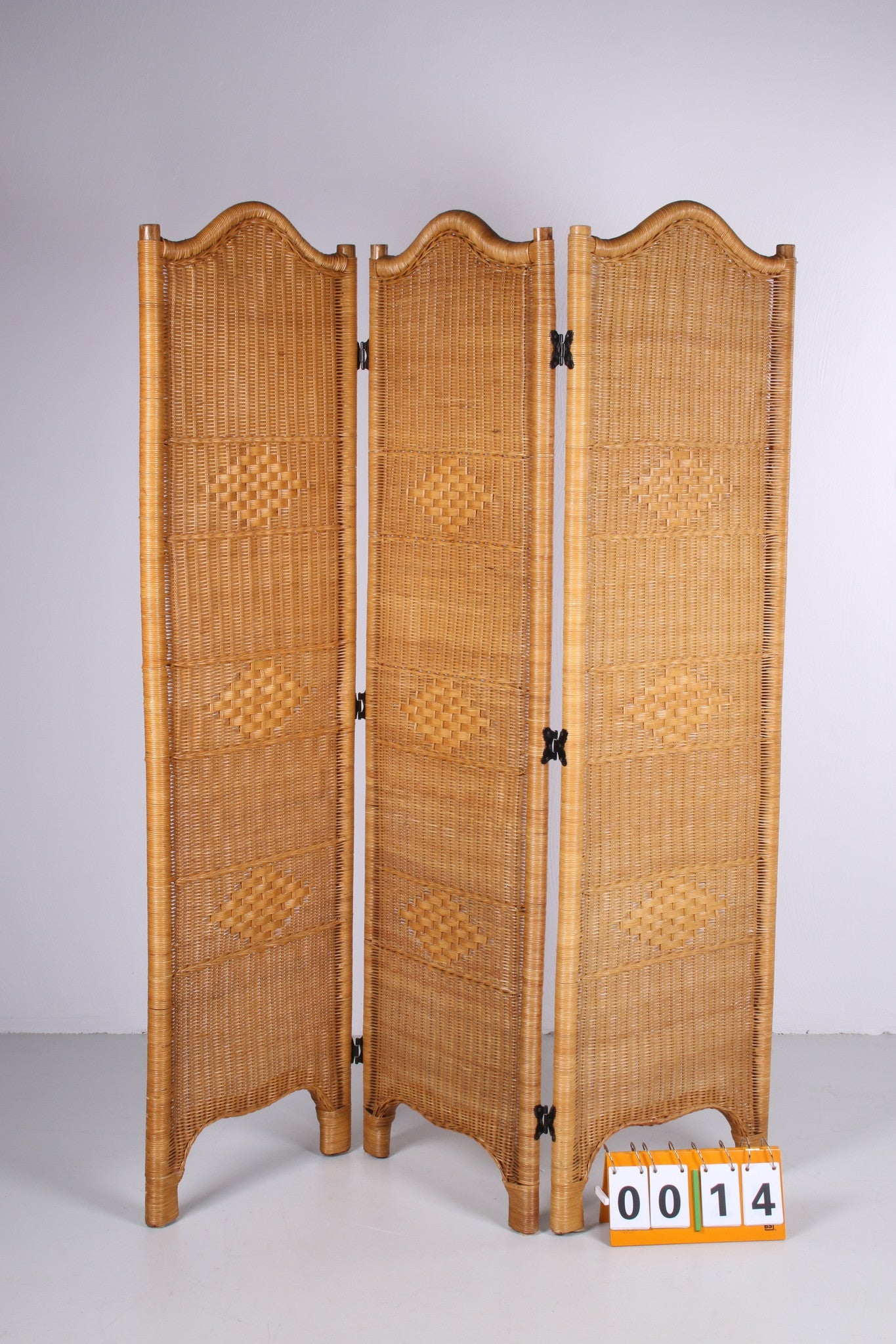 Vintage Rotan Kamerscherm of roomdiver Bamboe voorkant