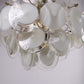 Murano witte kroonluchter gemaakt door AV Mazzega Italie detail glas onder