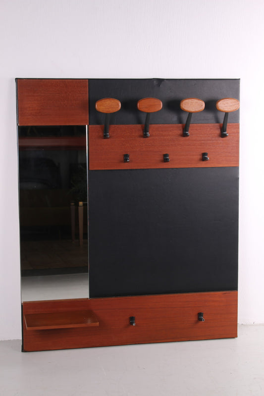 Large Vintage Wardrobe with mirror and beautiful hooks 60s