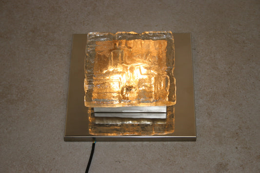 Wandlamp met chrome en ijsglas vierkant