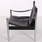 Zwarte relax stoel leer met chrome van Johanson zweden jaren60