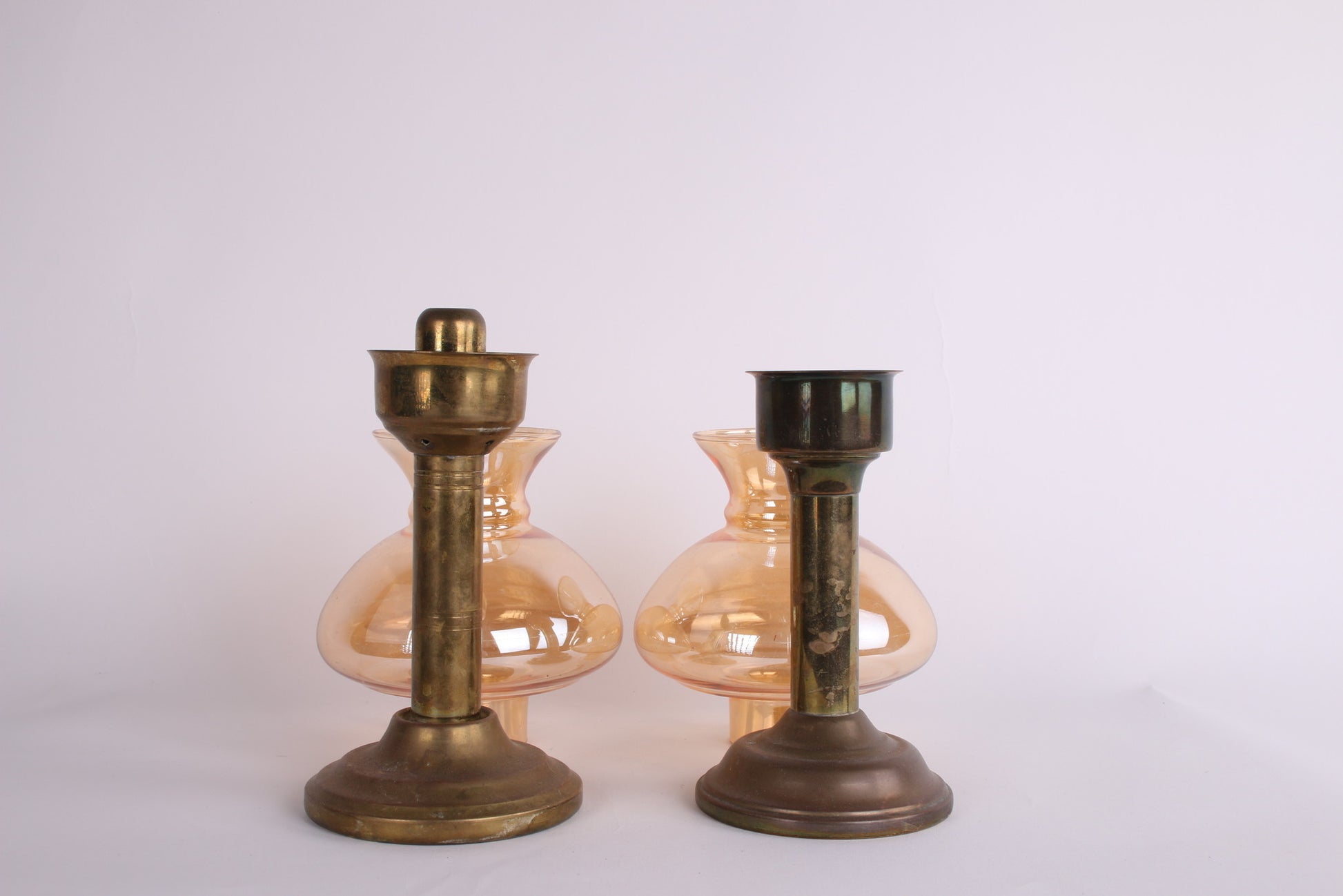 Vintage decoratieve olielamp set oranje voorkant set glazen lampekap los